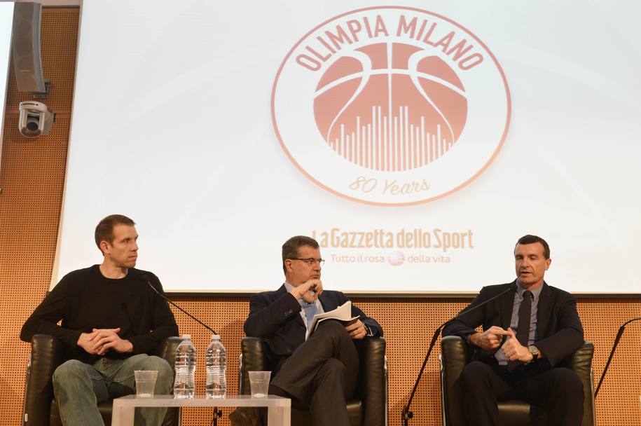 Il vicedirettore della Gazzetta dello sport Umberto Zapelloni, al centro, con Mason Rocca e Livio Proli (Ciamillo)